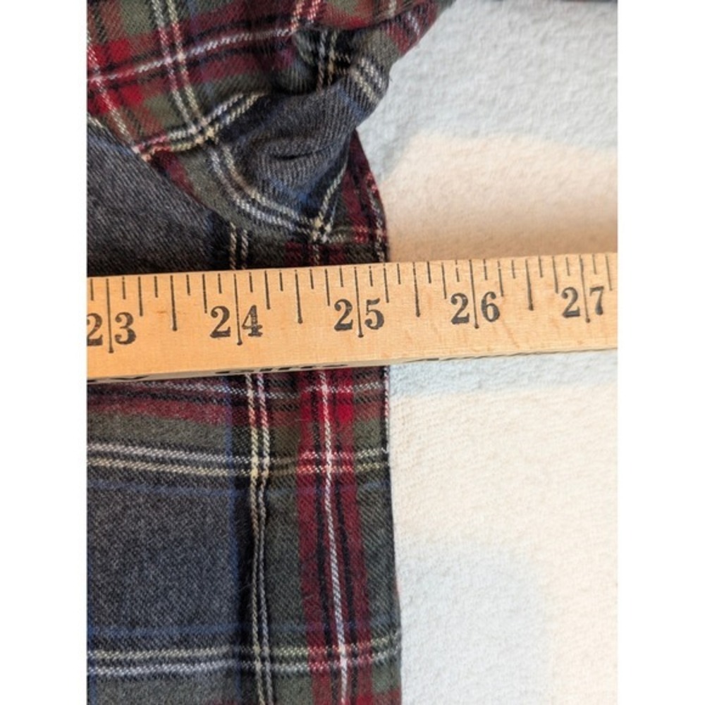 LL Bean Traditional Fit Plaid Flannel Button Down Shirt Men Red Green Gray Work - Picture 8 of 13